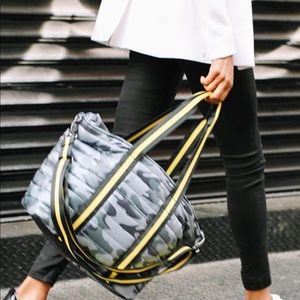 Think Royln junior wingman tote in Grey camo.